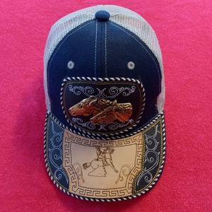 Western Cowboy Style Hat‎ Snapback Trucker Embroidered Metal Horse  Badge